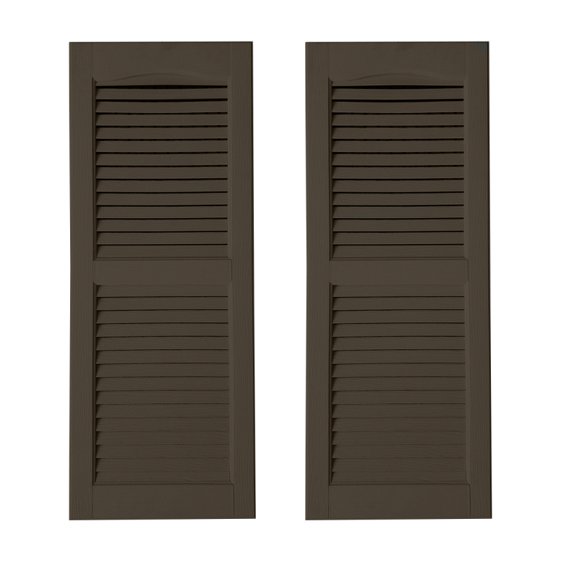 Louvered Vinyl Shutters - Heritage Brown